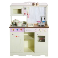 HOMCOM Cucina Giocattolo per Bambini con Accessori Legno 71 × 30 × 97.5cm(m-1)