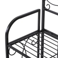 HOMCOM Portafiori Scaffale Pieghevole con 3 Ripiani per Balcone Giardino in Ferro Verniciato, Nero, 48 x28 x 101.5 cm(m-7)