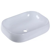 kleankin Lavabo Rettangolare in Ceramica Smaltata Bianco 56 x 42 x 14.5cm(m-1)