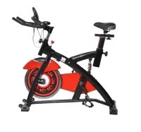 HOMCOM Spin Bici Bicicletta Bike Indoor Allenamento Aerobico Ciclo Home Fitness Palestra In Casa Con Display a LED Rosso(m-5)