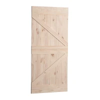 HOMCOM - Porta Scorrevole Barn Door in Legno di Pino Laccatura DIY, 213 x 96.5 x 3.5cm, Naturale(m-6)