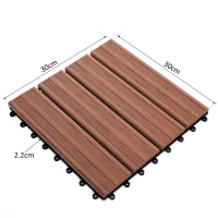 Outsunny Set Piastrelle per Esterno Incastrabili per Pavimentazione Marrone 11 Pezzi 30x30x2.2cm(m-3)