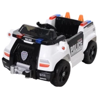 HOMCOM Macchina Elettrica della Polizia Giocattolo per Bambini con Cintura di Sicurezza e anche Telecomando Realistica e con Musica L106.5*W66*H52.6cm(m-1)