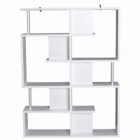Open Box Homcom Mobile a Scaffali Libreria 5 Livelli in Legno, Bianco, 120x28.6x160cm(m-4)