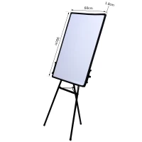 HOMCOM Lavagna Magentica Bianca con Cavalletto a Treppiede Altezza Regolabile Cornice in Alluminio 60×90x1.8cm(m-3)