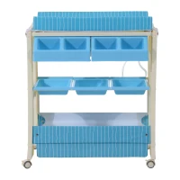 HOMCOM Fasciatoio con Vaschetta e Vani Portaoggetti in Plastica Atossica 81 x 53 x 102cm, Rosa/Blu (Blu)(m-1)