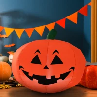 HOMCOM Zucca Gonfiabile Halloween Decorazione Gigante con Luci LED Altezza 1.2m(m-2)
