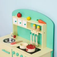 HOMCOM Cucina Giocattolo per Bambini con Accessori in Legno 70x30x88cm(m-9)