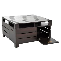 HOMCOM Tavolino da Salotto Design Moderno con Vani Portaoggetti in Legno MDF Noce 80 x 80 x 46.5cm(m-4)