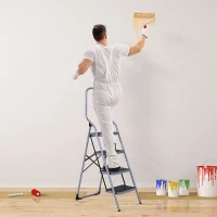 HOMCOM Scala Pieghevole in Metallo con 4 Gradini Carico Massimo 150kg 48x63x155cm(m-2)