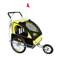 Outsunny Rimorchio Bici per Bambini Passeggio Carrello Portabimbi Mutifunzioanle 2 in 1, 122 × 90 × 106cm Giallo(m-3)