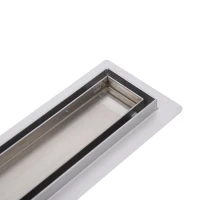 HOMCOM Canale canalina di scarico doccia sistema drenaggio doccia a pavimento in acciaio inox piastrellabile (740x110x70 cm)(m-9)