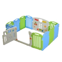 Homcom – Recinto Modulare 12 Pezzi con Cancelletto per il Gioco in Sicurezza dei Bambini con CertificatoEN71(m-6)