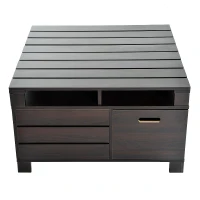 HOMCOM Tavolino da Salotto Design Moderno con Vani Portaoggetti in Legno MDF Noce 80 x 80 x 46.5cm(m-8)