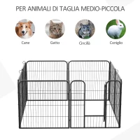 PawHut Recinto Recinzione per Animali Cuccioli, Cani,  8pz, 80x80cm, Nero(m-7)