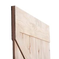 HOMCOM - Porta Scorrevole Barn Door Laccata DIY in Legno di Pino, 213 x 96.5 x 3.5cm, Naturale(m-10)