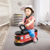 HOMCOM Camion dei Pompieri con Vano Portaoggetti Cavalcabile Bambini Plastica 21.5 × 48 × 34cm(m-2)