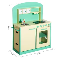 HOMCOM Cucina Giocattolo per Bambini con Accessori in Legno 70x30x88cm(m-4)