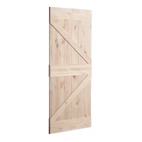 HOMCOM - Porta Scorrevole Barn Door in Legno di Pino Laccatura DIY, 213 x 96.5 x 3.5cm, Naturale(m-7)