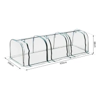 Outsunny Serra a Tunnel Agricola in PVC con 3 Porte Avvolgibili, Acciaio e PVC Trasparente, 350x100x80cm(m-3)