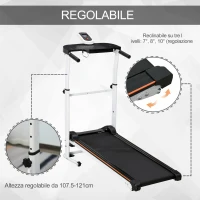 HOMCOM Tapis Roulant Meccanico, Pieghevole e Inclinabile con Schermo LED, Bianco e Nero(m-5)