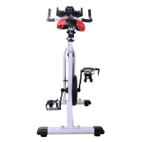 Homcom Cyclette Spinning Professionale con Sellino e Manubrio Regolabili Schermo LCD Bianco, nero, rosso, 107x48x100cm(m-14)