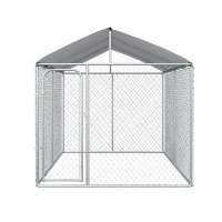 PawHut Kennel per Cani in Metallo con Copertura in Tessuto e Porta con Blocco, Recinto per Animali 400x230x232cm Argento(m-4)