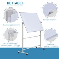 Vinsetto Lavagna Magnetica Bianca Cavalletto Faccia Doppia Portapenne Traversa Regolabile(m-4)