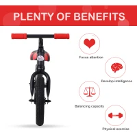 Homcom Bicicletta Senza Pedali Nera e Rossa, Bici Equilibrio per Bambini 2-5 anni con Sellino e struttura Regolabile(m-7)