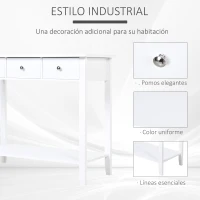 HOMCOM Mesa Auxiliar para la Entrada Con 3 Cajones y 1 Estante Inferior para Gran Espacio de Almacenaje para Muebles de Recibidor Tipo Consola Clásica Vintage 90x40x75cm Blanco(m-7)