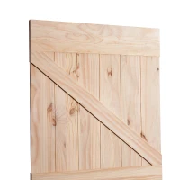 HOMCOM - Porta Scorrevole Barn Door in Legno di Pino Laccatura DIY, 213 x 96.5 x 3.5cm, Naturale(m-10)