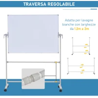 Vinsetto Lavagna Magnetica Bianca Cavalletto Faccia Doppia Portapenne Traversa Regolabile(m-5)