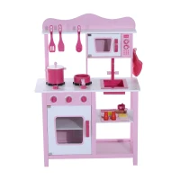Homcom Cucina Giocattolo per Bambini in Legno Rosa 60 x 30 x 84.5cm(m-1)
