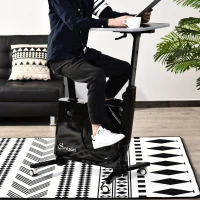 HOMCOM Cyclette con Tavolo da Lavoro Scrivania con Altezza Regolabile per il Tuo PC o Tablet, Pedali a Scomparsa(m-2)