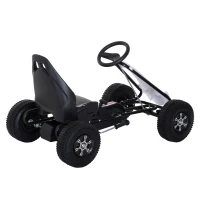Homcom Go-Kart a Pedali per Bambini, Nero e Bianco(m-5)