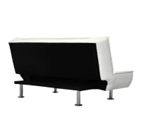 HOMCOM Elegante Divano Letto in Ecopelle con 2 Cuscini 178 x 86 x 80cm Bianco(m-6)