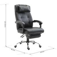 HOMCOM Sedia da Ufficio Ergonomica Girevole Poltrona Presidenziale Reclinabile con Poggiapiedi Estraibile 64.5×66.5×114-124cm Nero(m-3)