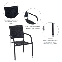 Outsunny Set di 4 Sedie da Pranzo Moderno Giardino Poli Rattan 57 × 64 × 89cm Marrone(m-5)