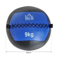 HOMCOM Palla Medica cross-training Fitness Wall Ball 9kg in Ecopelle Ф35cm Nero-Blu(m-3)