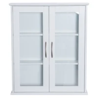 HOMCOM Armadietto Portaoggetti da Parete 3 Ripiani per Bagno e Cucina Legno 53.5x16x62.5cm Bianco(m-1)
