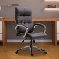 HOMCOM Poltrona Sedia Direzionale da Ufficio Regolabile e Girevole in Similpelle 62 × 78 × 103.5-111cm Marrone(m-2)