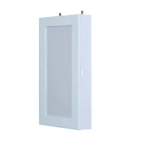 HomCom Armadio Portagioie con Specchiera da Parete in Legno, Bianco, 31x56x8.5cm(m-5)