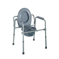 HomCom Sedia WC Comoda Altezza Regolabile in Tubi di Ferro, Grigio, 53.3x56.5x60-74.5cm(m-4)