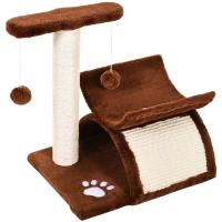 PawHut Rascador para Gatos Rascador de Gatos Barato Árbol Rascador Centro de Actividad Poste Giratorio con Bolas de Juego Plataforma Caseta 40x30x43cm Sisal Natural