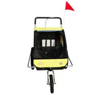 Outsunny Rimorchio Bici per Bambini Passeggio Carrello Portabimbi Mutifunzioanle 2 in 1, 122 × 90 × 106cm Giallo(m-2)