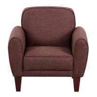 HOMCOM Poltrona Elegante Classica Spugna di Elevata Densità Tessuto di Lino Legno Massello Marrone Spessore del Cuscino per Seduta:16.5cm 84x65x82,4cm(m-4)