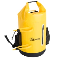 Outsunny Borsa Zaino Impermeabile Multifunzionale Ideale per Outdoor, Giallo, 30L(m-1)