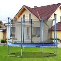 Homcom Trampolino Elastico con Rete di Sicurezza e Pali Imbottiti per Adulti e Bambini Φ366 x 260 cm(m-2)