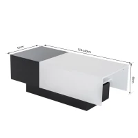 Homcom Tavolino da Soggiorno Estendibile Bianco e Nero, 51x140x116-160cm(m-3)