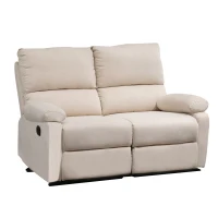 HOMCOM Divano 2 Posti Moderno in Tessuto Beige con Schienale Reclinabile e Recliner Manuale, 134x92x97cm(m-1)